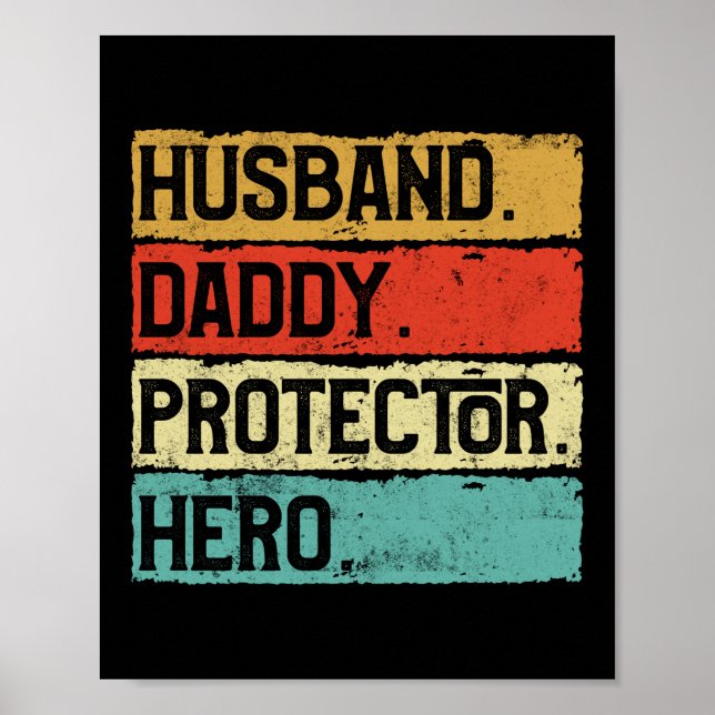 Póster Esposo Papi Protector Hero Veterano Día de los Pad (Frente)