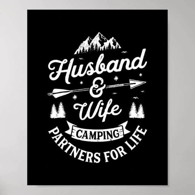 Póster Esposo Y Esposa Camping Partners For Life Camper (Frente)