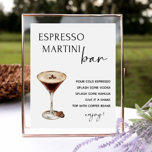 Póster Espresso Boda Martini Bar Rótulo de la firma de la