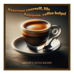 Póster 'Espresso, la vida pasa, el café ayuda!'