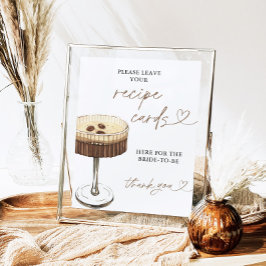 Póster Espresso Martini Bridal Recipe Cards Sign, Recipe 