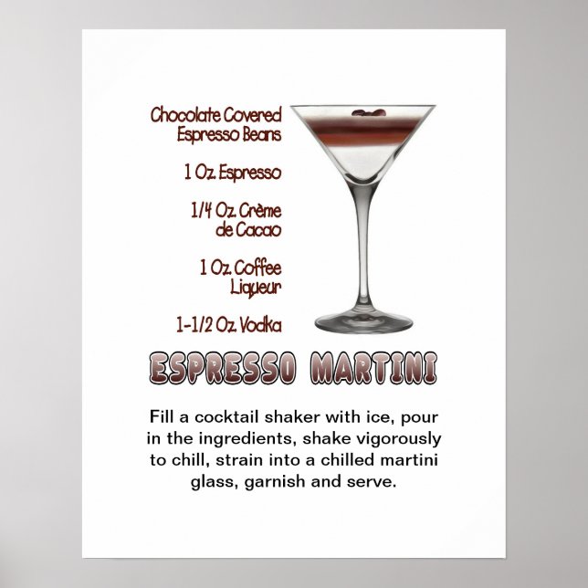 Póster Espresso Martini Cocktail Recipe 16"x20" Poster (Frente)