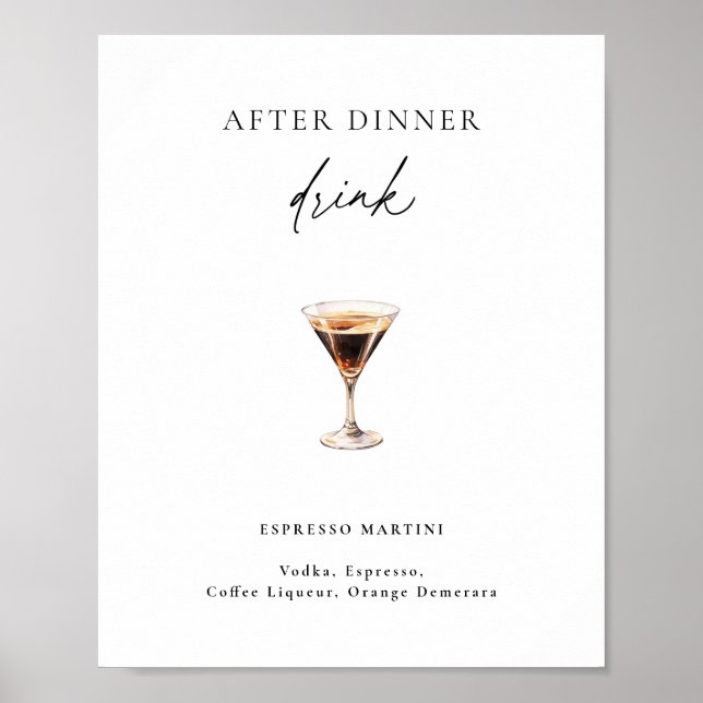 Póster Espresso Martini Después De La Cena (Frente)