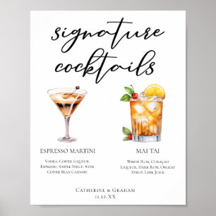 Póster Espresso Martini Mai Tai Cocktails Menú Boda