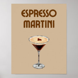 Póster Espresso Martini Retro Tan y cóctel marrón