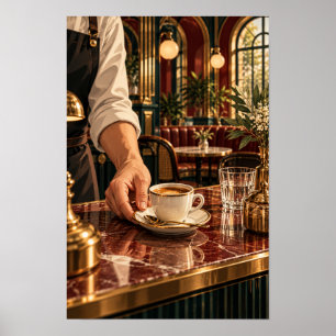 Póster Espresso Servido en un Café Elegante – Café de Luj