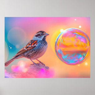 Póster Espuma colorida y burbuja arcoiris