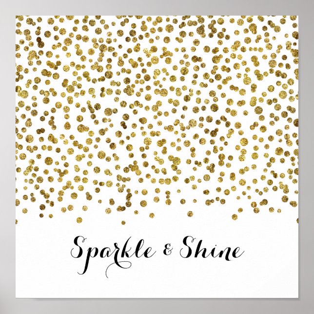 Póster Espuma de puntos de confetti de oro y brillo (Frente)