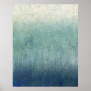 Póster Espuma marina - Ombre Abstracto oceánico Verde azu