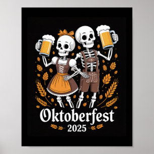 Póster Esqueleto alemán Halloween Lederhosen Funny 2025