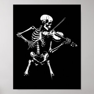 Póster Esqueleto Antiguo Tocando el Violín Rock de Hallow