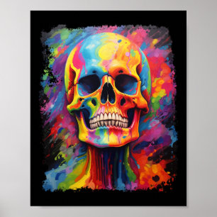 Póster Esqueleto arcoiris Anatomía asusta Halloween