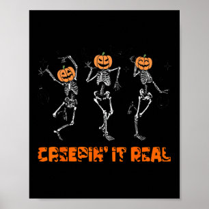 Póster Esqueleto Bailando Creepy Halloween Divertido Real