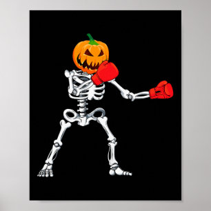 Póster Esqueleto Boxeo Halloween Calabaza Kickboxing Mma