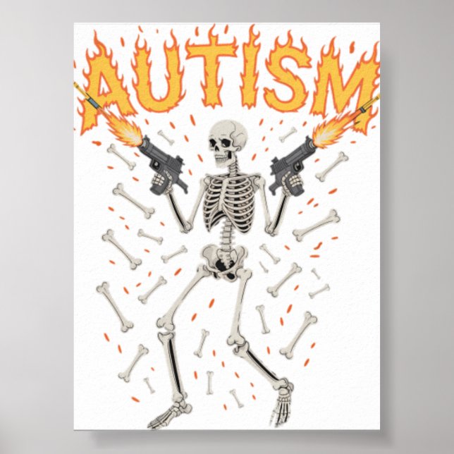Póster Esqueleto de autismo Divertido Meme específico aut (Frente)