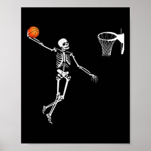 Póster Esqueleto de baloncesto Halloween Art-Dunking Skel
