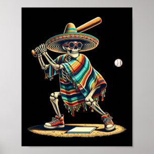 Póster Esqueleto de Bysebyll Sombrero Mexicano Cinco De M