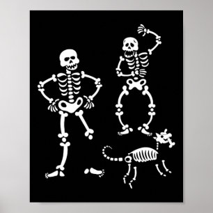 Póster Esqueleto de cráneo de perro que ejecuta Fiesta de