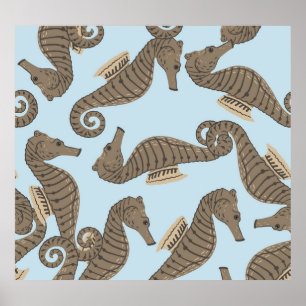 Póster Esqueleto de dinosaurio, patrón ininterrumpido.