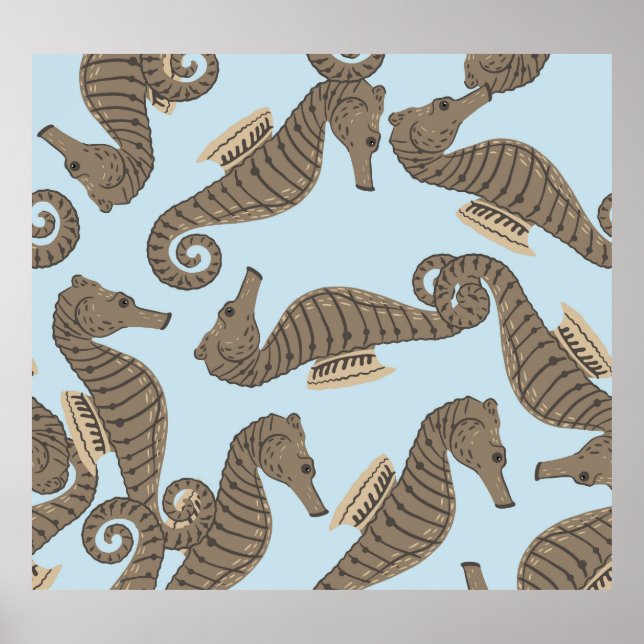 Póster Esqueleto de dinosaurio, patrón ininterrumpido. (Frente)