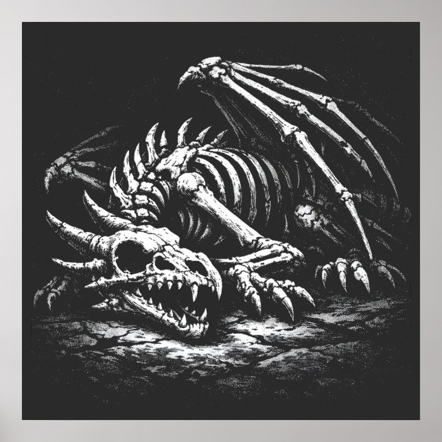 Póster Esqueleto de Dragón — por BurnsInHell (Frente)