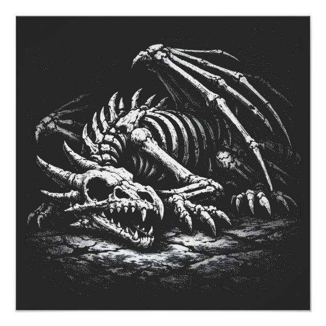 Póster Esqueleto de Dragón — por BurnsInHell (Anverso)