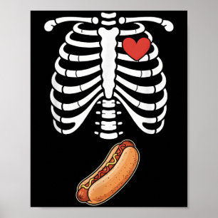 Póster Esqueleto de embarazo Hotdog Barriga Bulto Cage de