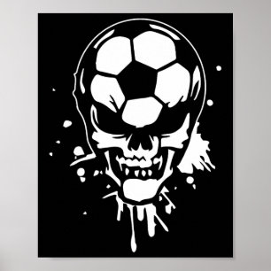 Póster Esqueleto de fútbol jugador divertido Halloween ca