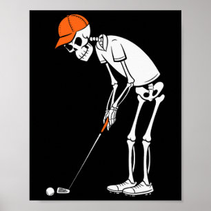 Póster Esqueleto de golf divertido de Halloween Deportes