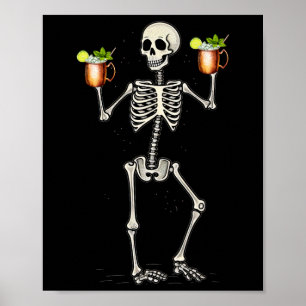 Póster Esqueleto de Halloween beber cola de mula moscovit