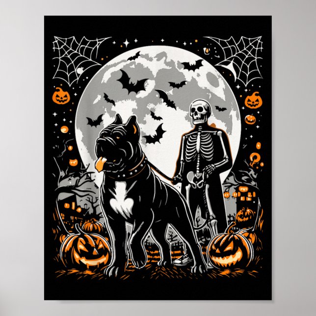 Póster Esqueleto de Halloween Cane Corso Esquelético Cami (Frente)