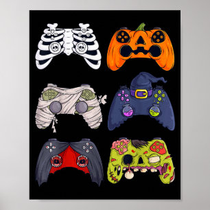 Póster Esqueleto de Halloween Controladores de juegos Zom