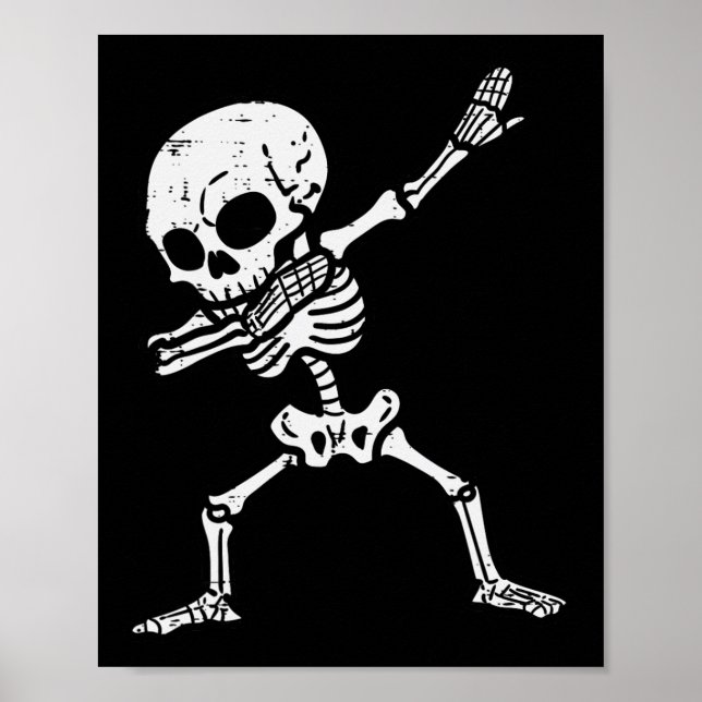 Póster Esqueleto de Halloween Dabbing Niños Chicas (Frente)