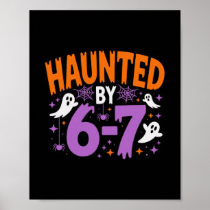 Póster Esqueleto de Halloween embrujado Número seis siete