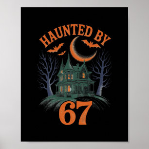 Póster Esqueleto de Halloween embrujado número seis siete