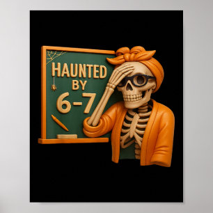 Póster Esqueleto de Halloween Embrujado Número Seis Siete