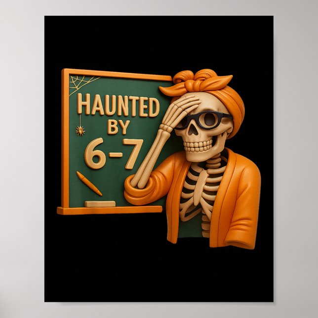 Póster Esqueleto de Halloween Embrujado Número Seis Siete (Frente)