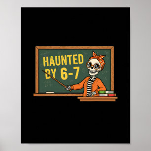 Póster Esqueleto de Halloween Embrujado Número Seis Siete