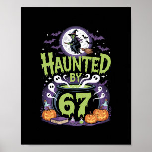 Póster Esqueleto de Halloween Embrujado Número Seis Siete