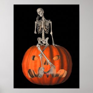 Póster Esqueleto de Halloween en calabaza de Jack O Lante