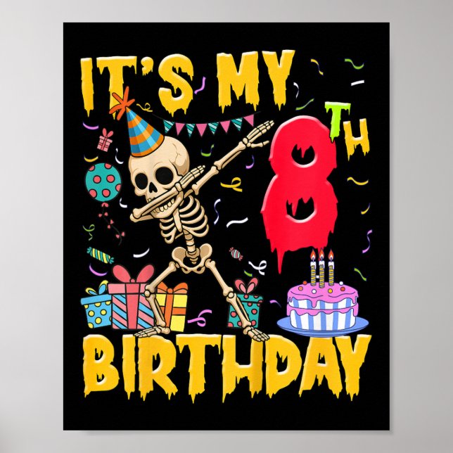 Póster Esqueleto de Halloween, fiesta de cumpleaños de ni (Frente)
