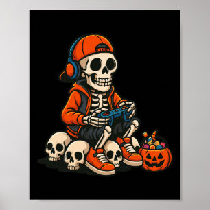 Póster Esqueleto de Halloween Jugador de Videojuegos Fant