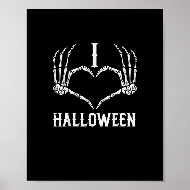 Póster Esqueleto de Halloween Manos Corazón Corta Mujeres (Frente)
