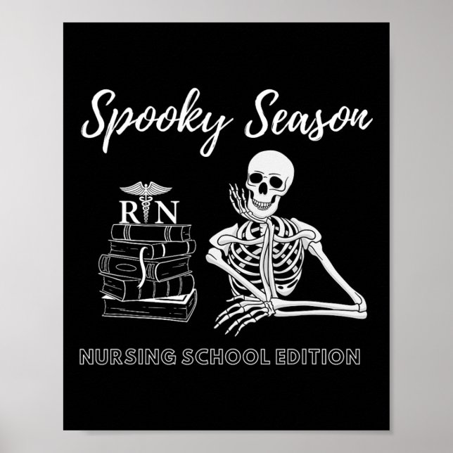 Póster Esqueleto de Halloween para estudiantes de escuela (Frente)