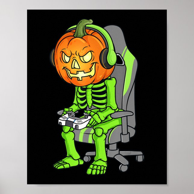 Póster Esqueleto de Halloween para juegos Jack O Lantern  (Frente)