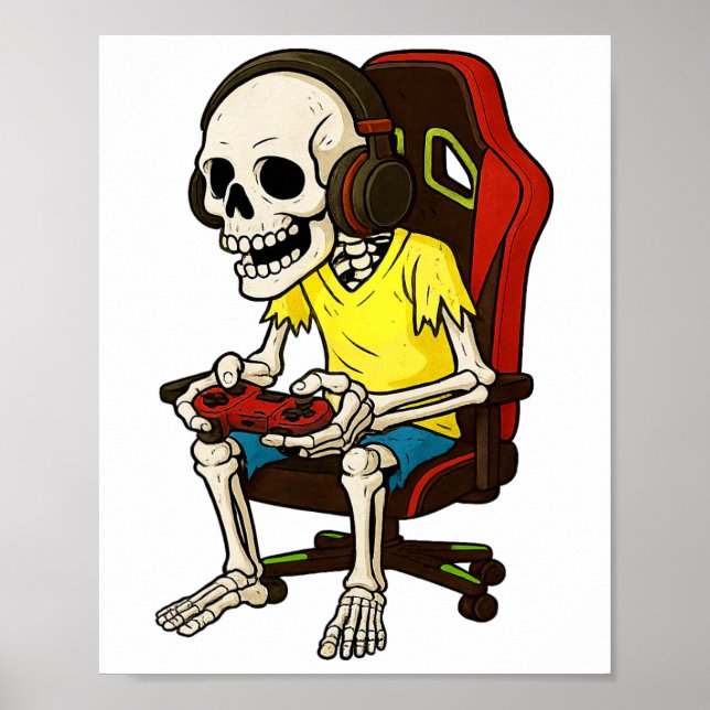 Póster Esqueleto de Halloween para jugadores aterradores  (Frente)