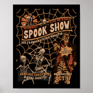 Póster Esqueleto de Halloween Retro Monstruo del Horror M