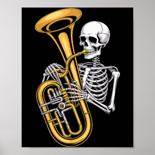 Póster Esqueleto de Halloween Tuba Tubista