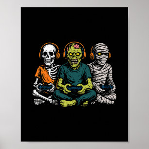 Póster Esqueleto de Halloween Zombie Momia Jugador de Vid