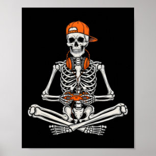 Póster Esqueleto de jugador de Halloween Controlador de v
